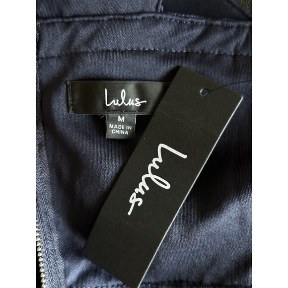 LULUS Dark Blue Lace Halter Sheath Midi Dress Sleeveless Size M NWT - Picture 9 of 10